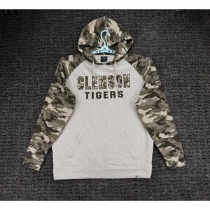 Clemson Tigers Hoodie Mens Large Ivory Camo Colosseum OHT Operation Hat Trick
